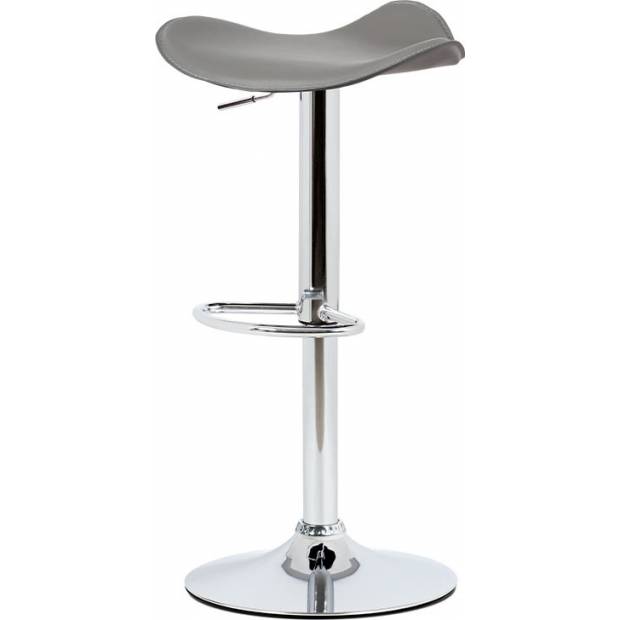 Barová židle, šedá ekokůže, chromová podnož, výškově nastavitelná AUB-440 GREY Art