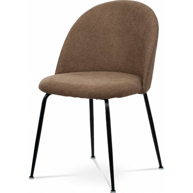 Jídelní židle, hnědá látka, kovová čtyřnohá podnož, černý matný lak CT-017 BR2 Art