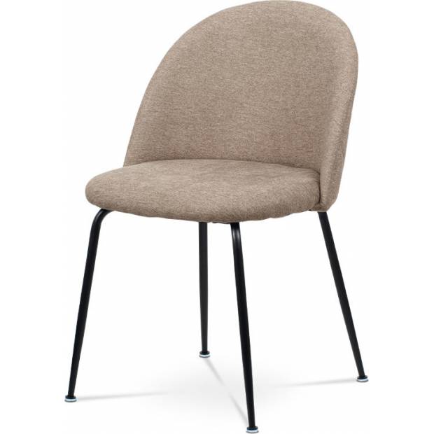 Jídelní židle, cappuccino látka, kovová čtyřnohá podnož, černý matný lak CT-017 CAP2 Art