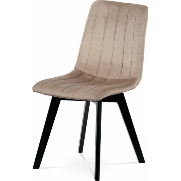 Jídelní židle, krémová sametová látka, masivní bukové nohy, černý matný lak CT-617 CRM4 Art