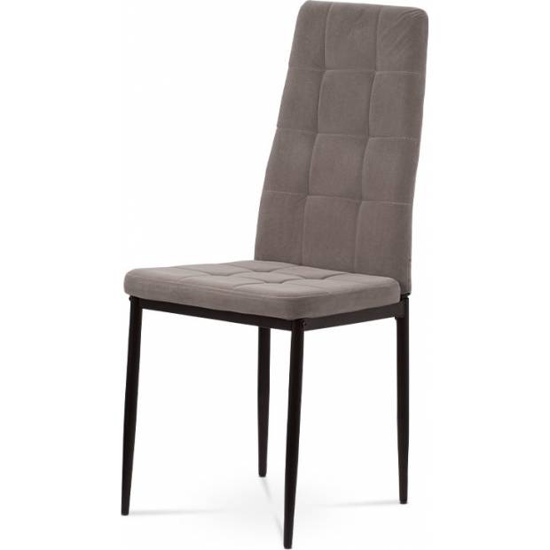 Jídelní židle, lanýžová sametová látka, kovová čtyřnohá podnož, černý matný lak DCL-395 LAN4 Art