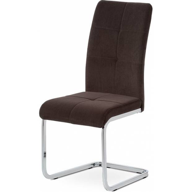 Jídelní židle, hnědá sametová látka, kovová pohupová chromovaná podnož DCL-440 BR4 Art