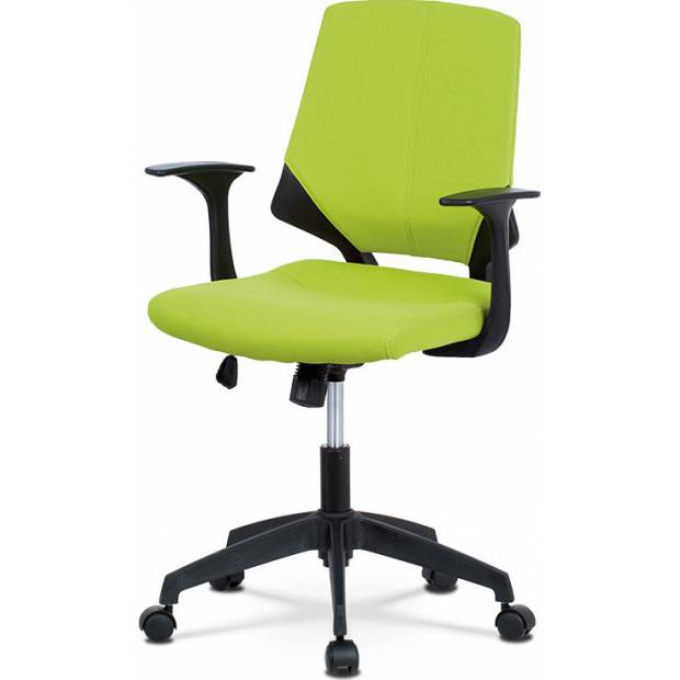 Juniorská kancelářská židle, potah zelenožlutá látka, černý plast, houpací mechanismus KA-R204 GRN Art