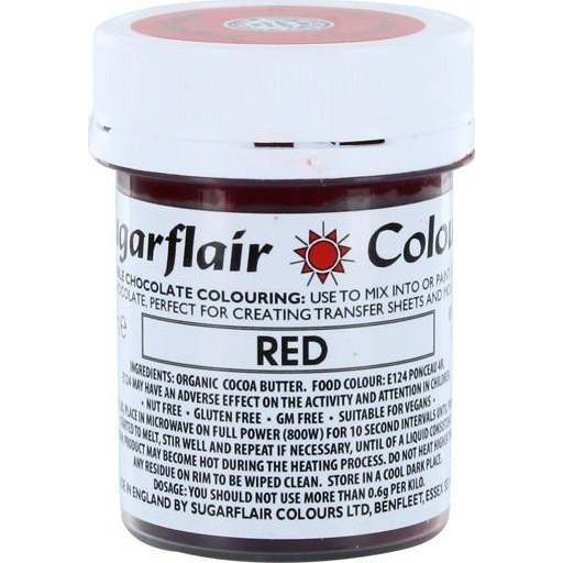 Farba do čokolády na báze kakaového masla Sugarflair Red (35 g) C302 dortis