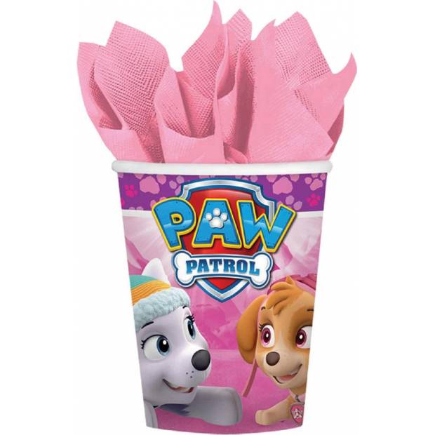 Poháriky papierové 8 ks Paw Patrol ružové 250 ml