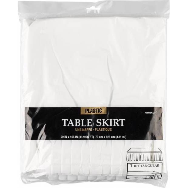 Rautová sukňa na stôl biela 426 x 73cm