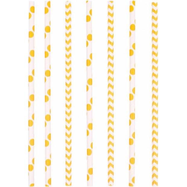 Slamky papierové 24 ks žlté 19,7 cm