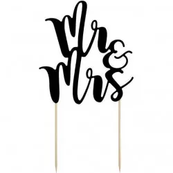 PartyDeco zapichovacie ozdoby na dort čierna Mr&Mrs KPT10-010 dortis - PartyDeco