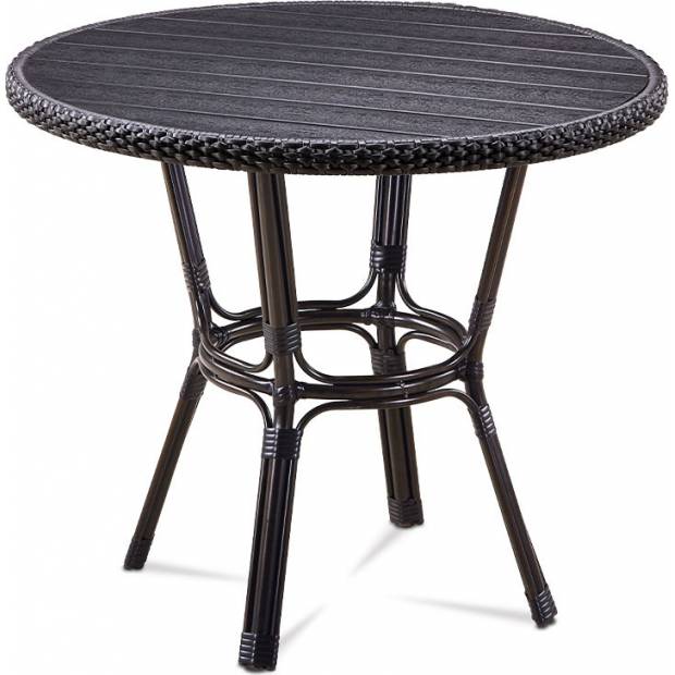 Zahradní stůl, kov hnědý, umělý ratan černý, polywood černý AZT-131 BK Art