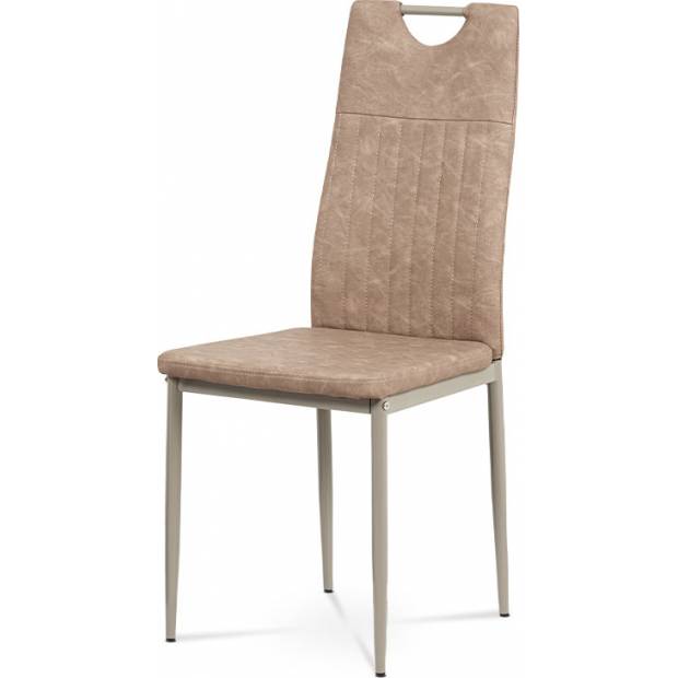 Jídelní židle, lanýžová ekokůže, kov cappuccino lesk DCL-460 LAN3 Art