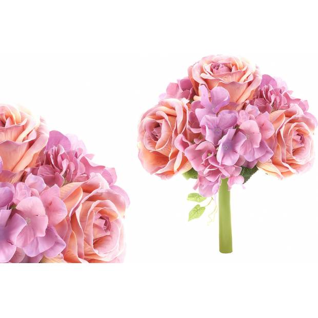 Hortenzie a růže, puget, barva lila a růžová. Květina umělá. KN5123-MIX1 Art