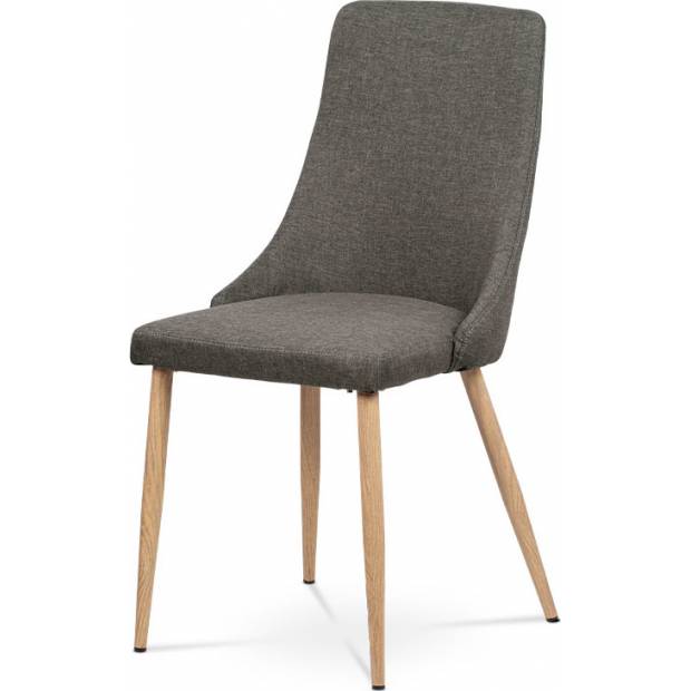 Jídelní židle, coffee látka, kovové nohy, dekor dub HC-355 COF2 Art
