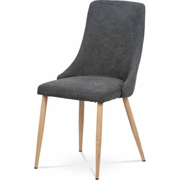 Jídelní židle, šedá látka, kovové nohy, dekor dub HC-355 GREY2 Art