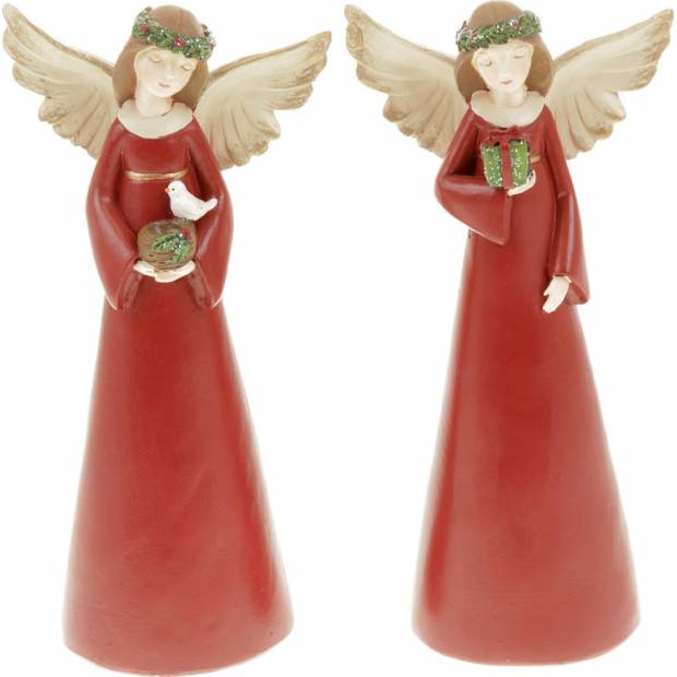 Anděl, vánoční dekorace z polyresinu,barva červená, mix 2 tvarů, cena za 1 kus AL1356 Art