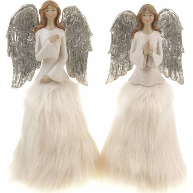 Anděl, vánoční dekorace, mix 2 druhů, cena za 1 kus, barva krémová SM306-CRM Art