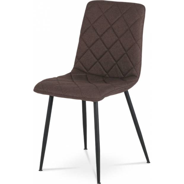 Jídelní židle, potah hnědá látka, kovové nohy - černý lak DCL-387 BR2 Art