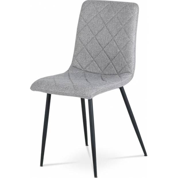 Jídelní židle, potah stříbrná látka, kovové nohy - černý lak DCL-387 SIL2 Art
