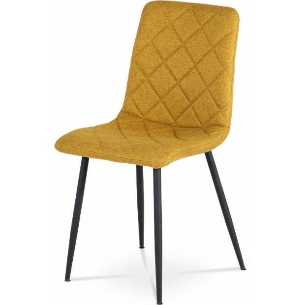 Jídelní židle, potah žlutá látka, kovové nohy - černý lak DCL-387 YEL2 Art