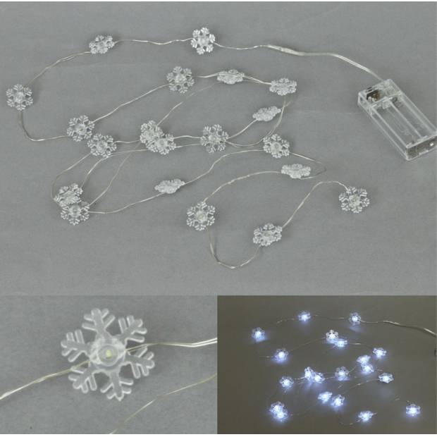 Řetěz s LED světýlky na baterie, sněhová vločka, barva studená bílá LED877057 Art