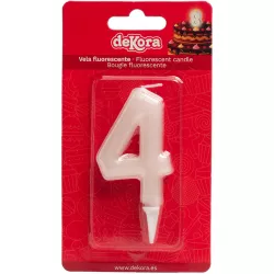 Sviečka na tortu číslo 4 svietiaca v tme 6 cm - Dekora