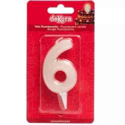 Sviečka na tortu číslo 6 biela 6cm - Dekora