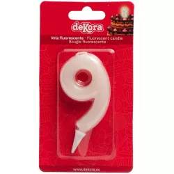 Sviečka na tortu číslo 9 svietiaca v tme 6 cm - Dekora
