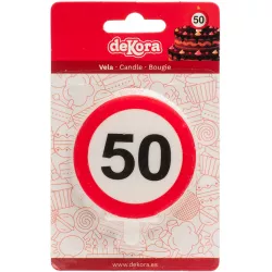 Sviečka na tortu 6,3 cm dopravná značka číslo 50 - Dekora