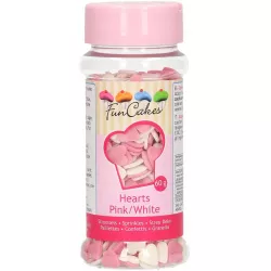 Cukrové srdíčka bílo růžová 60 g - FunCakes
