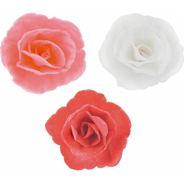 Červené a biele ruže, 36ks, 4,5cm - Dekora