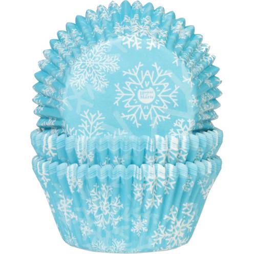 Košíky na muffiny modré, snehové vločky 50x33 mm - House of Marie