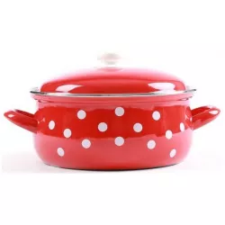 Smaltovaný rendlík s poklicou BIELY PUNTÍK 24 cm, 4,5 l - Belis - Belis - Sfinx