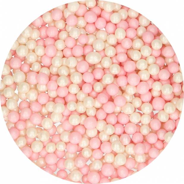 Cukrové dekorácie bielo-ružové perly 60g - FunCakes