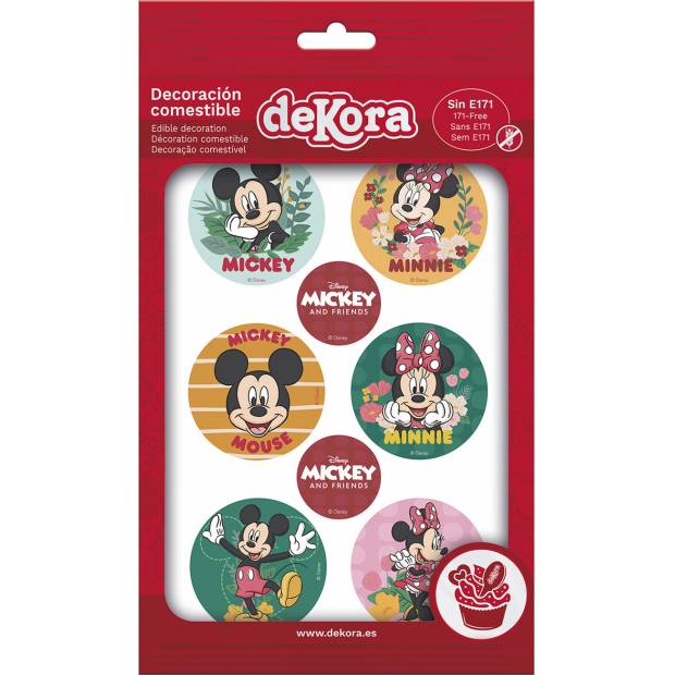 Jedlá papierová dekorácia na cupcake Mickey a Minnie 5,8cm 6ks - Dekora