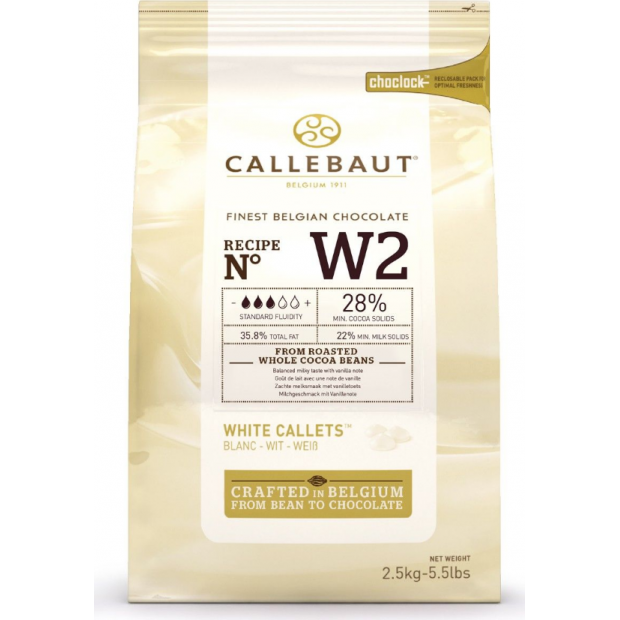 Čokoláda W2 biela 28% 2,5kg - Callebaut