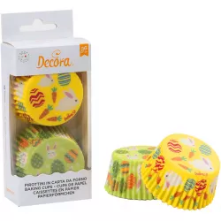 Papierové košíčky na muffins 36 ks veľkonočný zajačik, vajká a mrkvička - Decora
