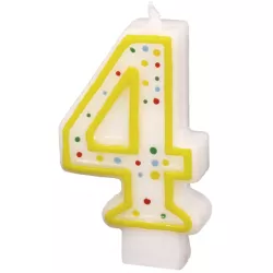 Narozeninová sviečka 7,3 cm s bodkami číslo 4 POZOR mix farieb - Amscan