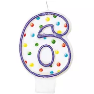 Narozeninová sviečka číslo 6 s tečkami 7,6 cm - Amscan