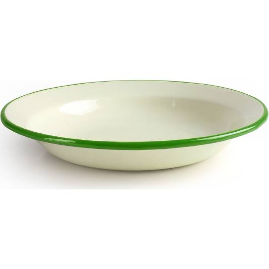 Smaltovaný tanier hlboký 22 cm so zeleným okrajom - Ibili