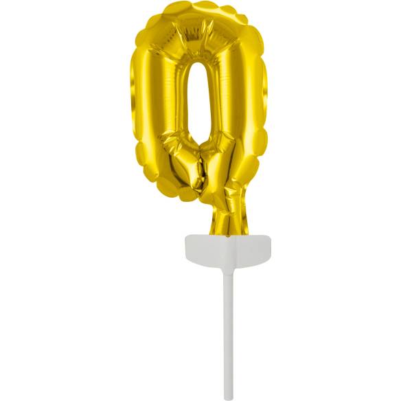 Fóliový balónik zlatý mini - topper na tortu číslo 0 - Amscan