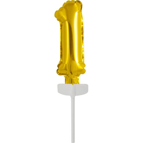 Fóliový balónik zlatý mini - topper na tortu číslo 1 - Amscan