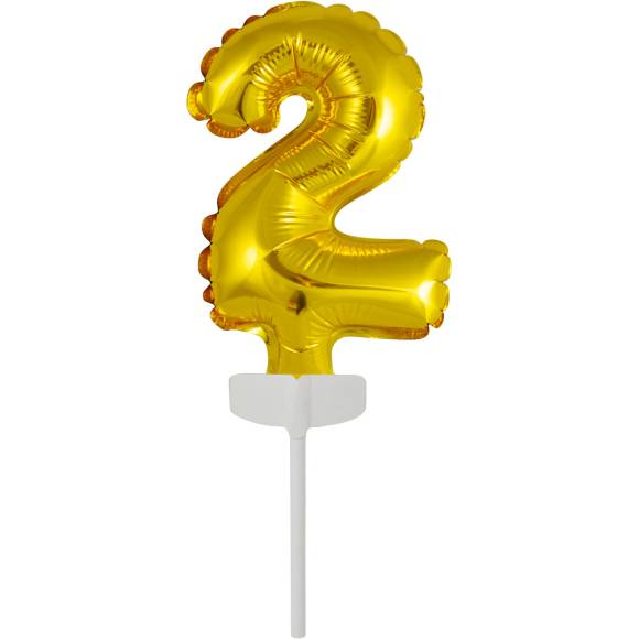 Fóliový balónik zlatý mini - topper na tortu číslo 2 - Amscan