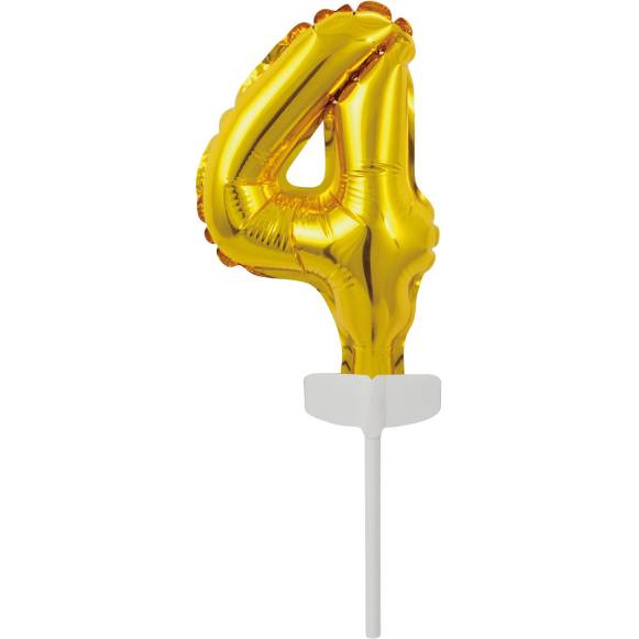 Fóliový balónik zlatý mini - topper na tortu číslo 4 - Amscan