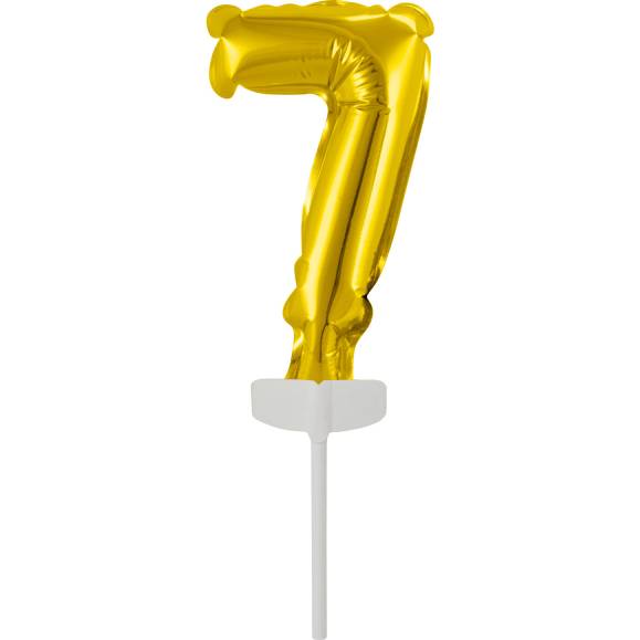 Fóliový balónik zlatý mini - topper na tortu číslo 7 - Amscan
