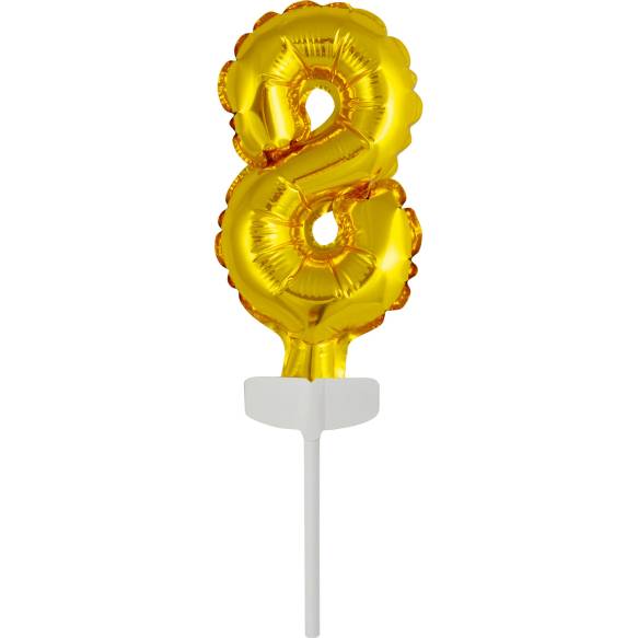 Fóliový balónik zlatý mini - topper na tortu číslo 8 - Amscan