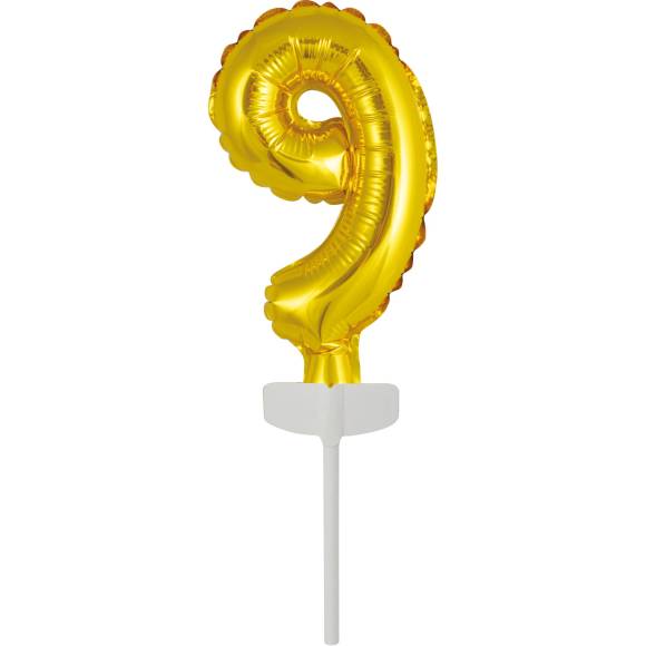 Fóliový balónik zlatý mini - topper na tortu číslo 9 - Amscan