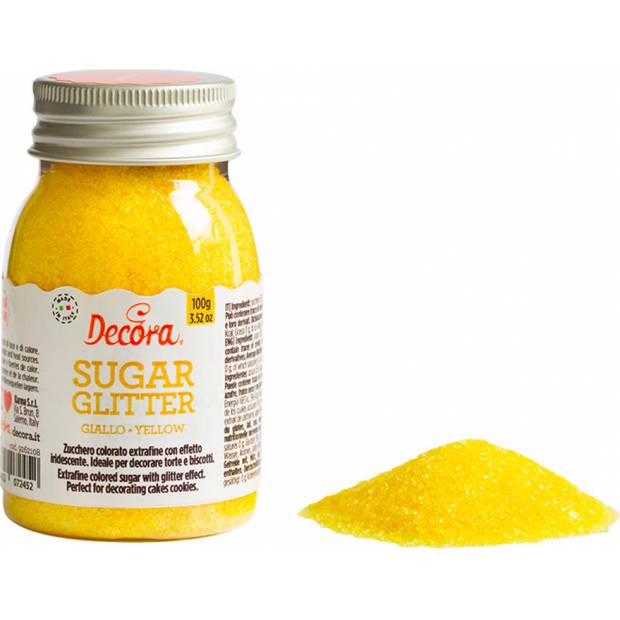 Dekoračný cukor 100 g žltý jemný - Decora