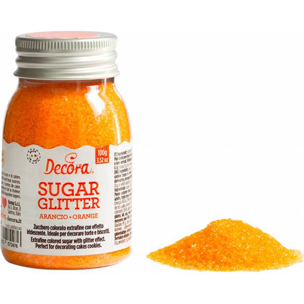Dekoračný cukor 100 g jemný pomarančový - Decora