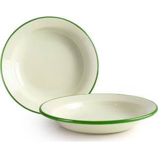 Smaltovaný tanier 28 cm hlboký so zeleným okrajom - Ibili