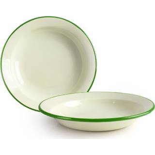 Smaltovaný tanier 28 cm hlboký so zeleným okrajom - Ibili