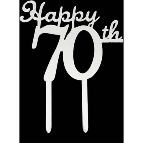 Všetko najlepšie k narodeninám 70 strieborný topper na tortu - Tasty Me